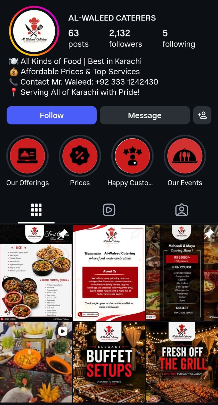 Al-Waleed Caterers Instagram profile