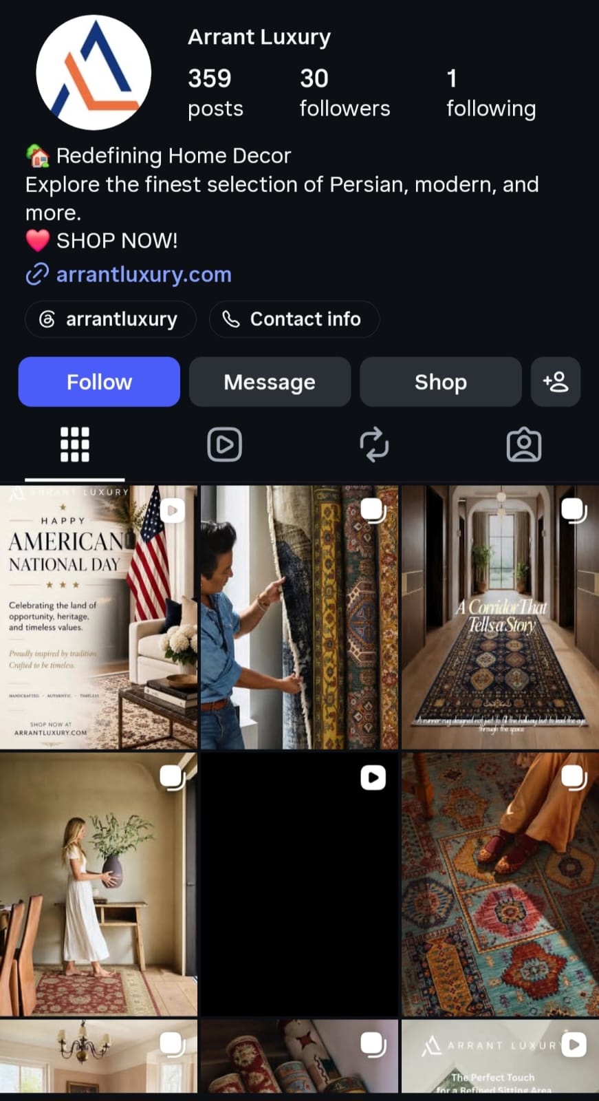Arrant Luxury Instagram profile