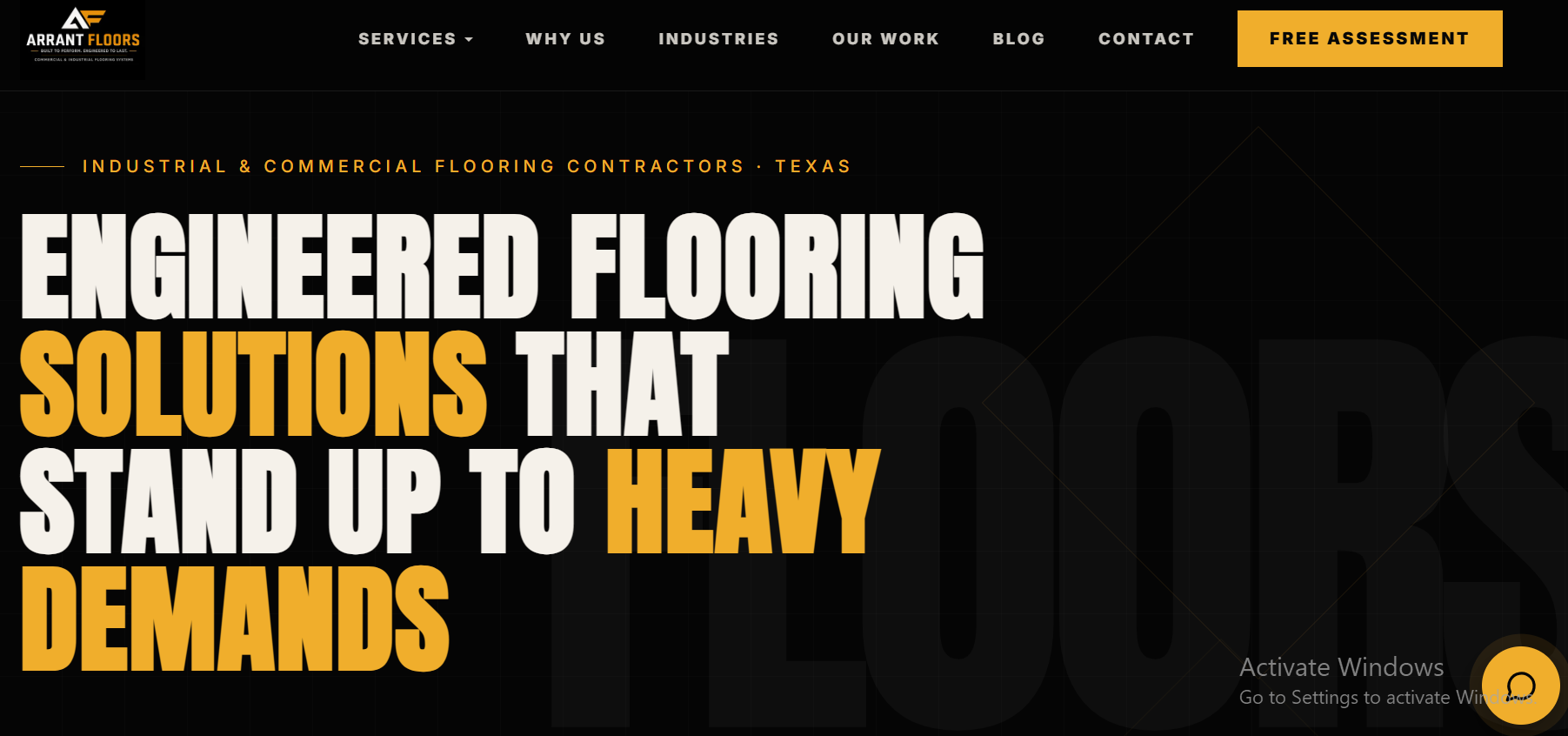 Arrant Floors website homepage